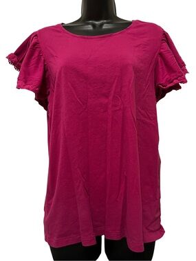 Time and Tru Magenta Flutter Sleeve Tee